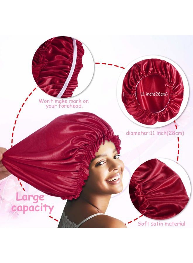 Roybens 4PCS Satin Bonnets for Women, Silk Hair Bonnet for Sleeping, Silky Sleep Cap for Curly Hair Braids, B - Image 3