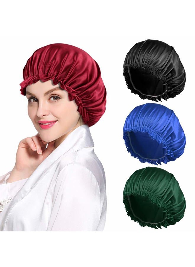 Roybens 4PCS Satin Bonnets for Women, Silk Hair Bonnet for Sleeping, Silky Sleep Cap for Curly Hair Braids, B - Image 1