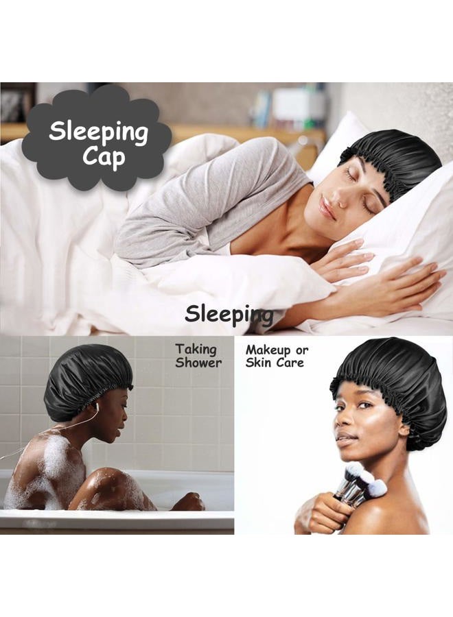 Roybens 4PCS Satin Bonnets for Women, Silk Hair Bonnet for Sleeping, Silky Sleep Cap for Curly Hair Braids, B - Image 4