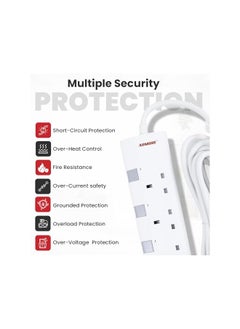 ADMORE ADMORE Extension Lead with 4 USB Slots, USB C Fast Charge, 3 Way Multi Plug Extension with Surge Protection, 5M Extension Cable, 3250W Multiplug Power Strip for Home, Office, School Supplies  - Image 4