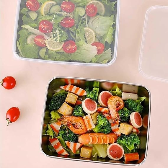 kunya Japanese-Style Stainless Steel Plate Without Lid - 304 Food Grade Baking Tray, Cake Brownie Pan, Microwave and Dishwasher Safe (Small, 2, Set) - Image 1