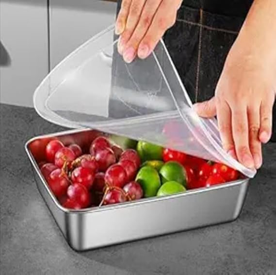 kunya Japanese-Style Stainless Steel Plate Without Lid - 304 Food Grade Baking Tray, Cake Brownie Pan, Microwave and Dishwasher Safe (Small, 2, Set) - Image 3