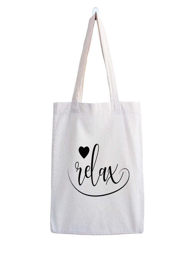 ARTBUG Tote Bag for Women, Aesthetic, Stylish, Ecofriendly, For College Girls, Office, Beach and Outings -Relax Script Printed Canvas D - 313 - Image 1