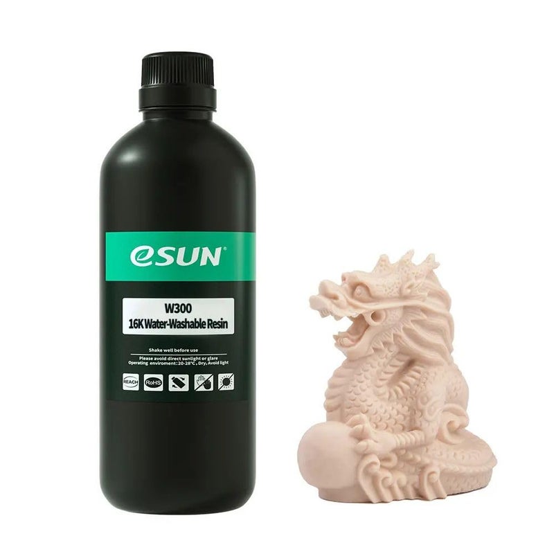e-Sun W300 16K Water-Washable Resin 500g, Beige – High Precision 3D Printer Resin for LCD/SLA 3D Printing