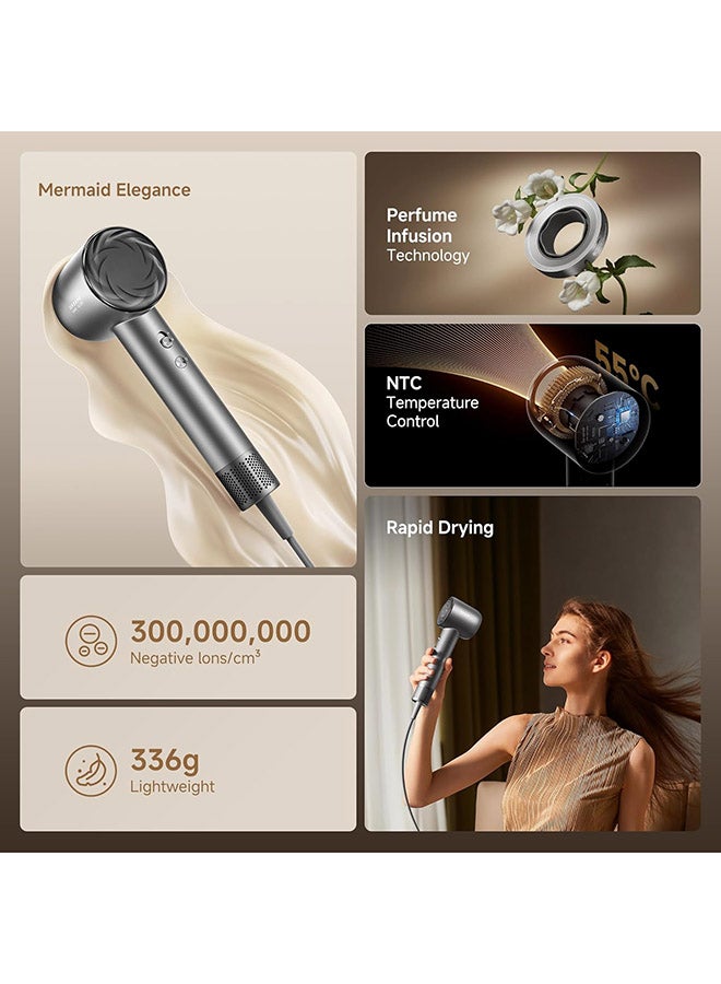 Dreame Glory Mix High-Speed Hair Dryer, 110,000 RPM Brushless Motor, 300 Million Negative Ions/cm³, NTC Temp Control, 3 Magnetic Nozzles, Ultra Lightweight 336g, Black - Image 2