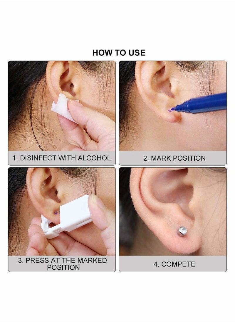 Y&D 4 Pack Self Ear Piercing Gun  Disposable Gun Kit with Earring Studs Safety Tool (silver)  - Image 4