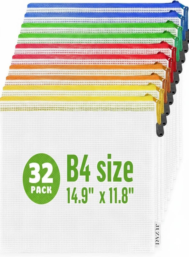 JUZARI 32 Pack Large Mesh Zipper Pouch B4 (12x15in) - Game Bags for Puzzle and Toy Storage Bags - Board Game Storage Zip Plastic Mesh Bags for Toys & Playroom Organization and Storage Zippered Pouches Folder - Image 1