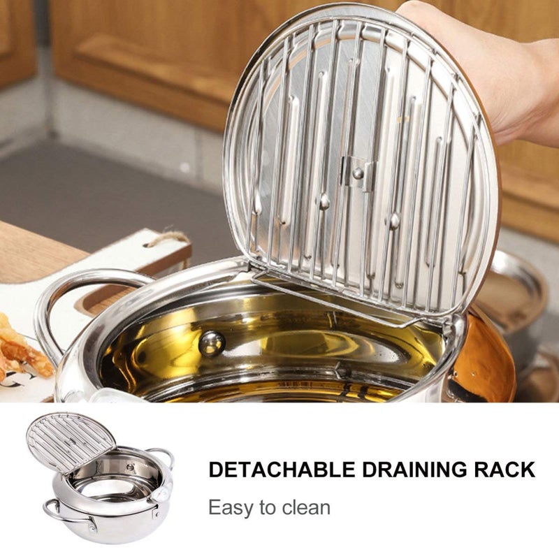 Mini Deep Fryer with Oil Filter Stainless Steel Temperature Controlled for Gas Electric Stove - Image 3