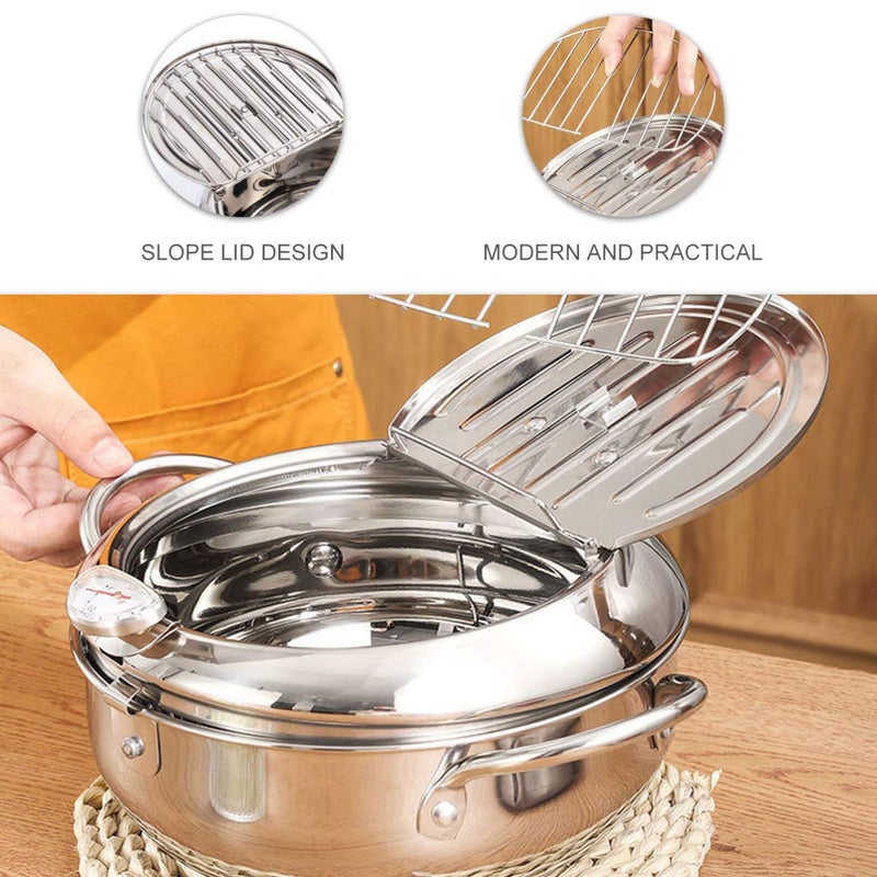 Mini Deep Fryer with Oil Filter Stainless Steel Temperature Controlled for Gas Electric Stove - Image 4