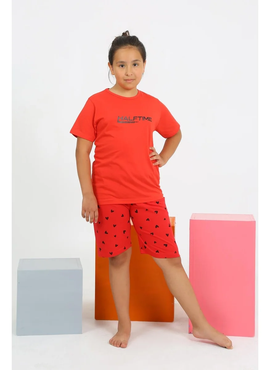 اكبينيز Girl's Short Sleeve Combed Cotton Pajama Set with Shorts 20431