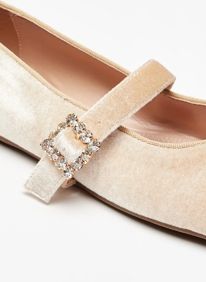 Celeste Women's Textured Ballerina Shoes with Buckle Accent