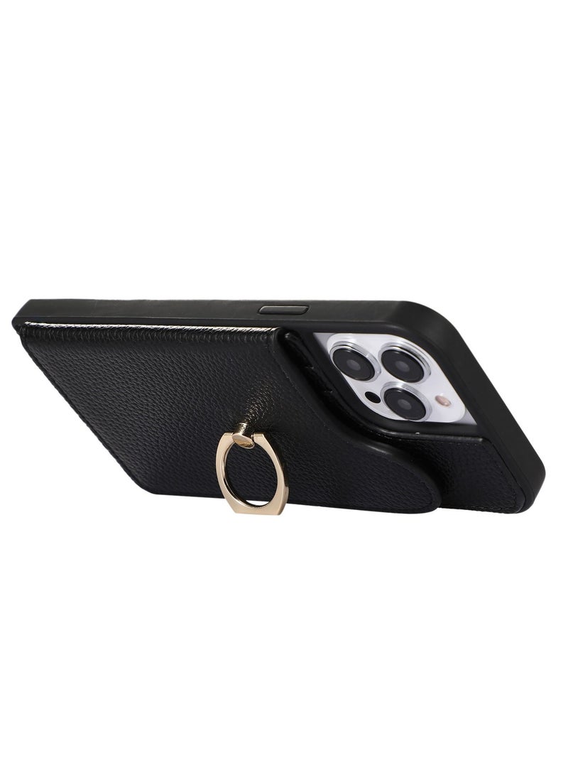Suteni Ring Buckle Back Cover Card Slots Leather Phone Case for iPhone  - Image 3