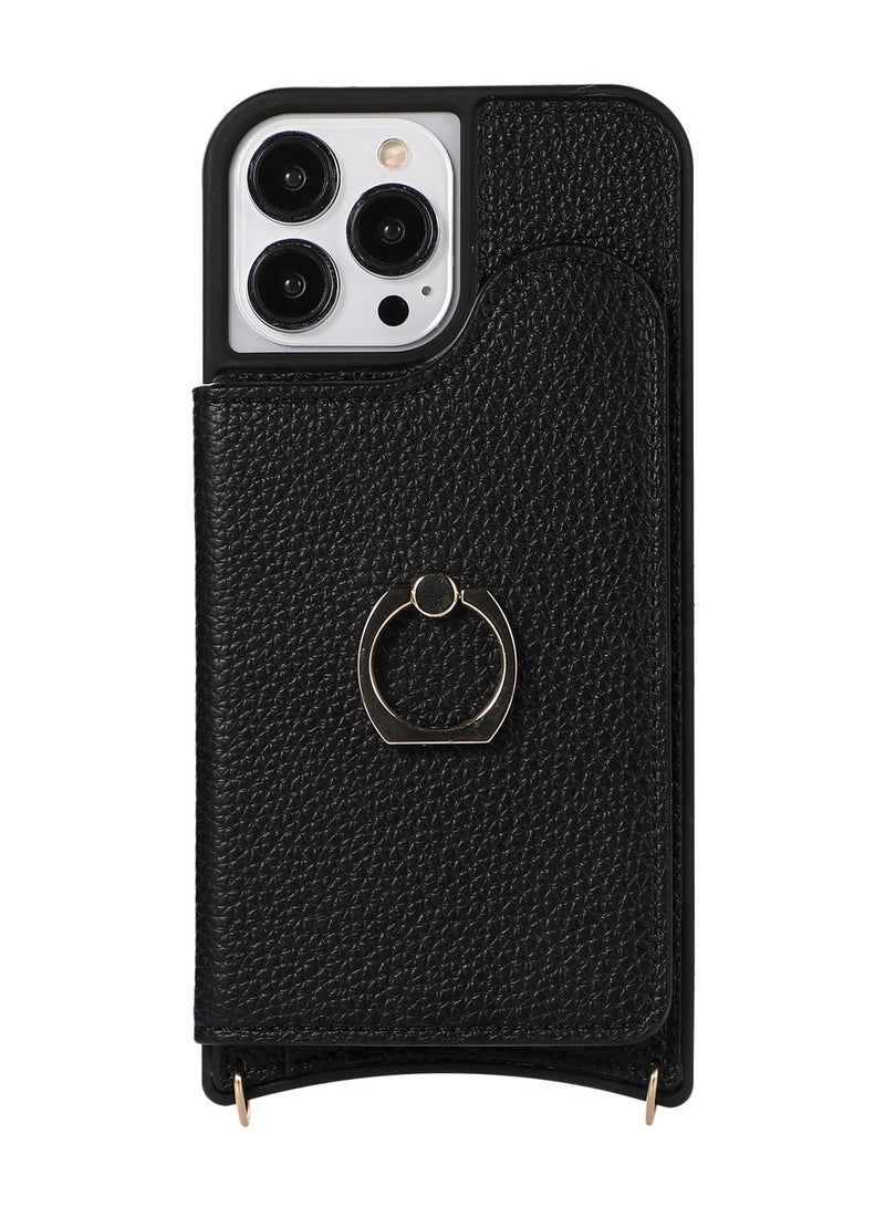 Suteni Ring Buckle Back Cover Card Slots Leather Phone Case for iPhone  - Image 1