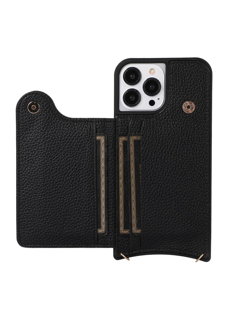 Suteni Ring Buckle Back Cover Card Slots Leather Phone Case for iPhone  - Image 2
