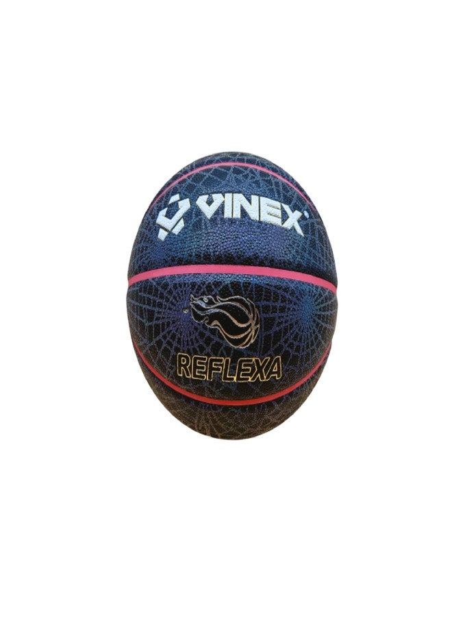 Vinex Basketball Reflexa, Made of Super Thick Hi-Grade PU with Reflective Effect, Suitable for Indoor-Outdoor Competition, Practice, Training for All Ages Players Kids, Teens, and Adults (Size: 5) - Image 2