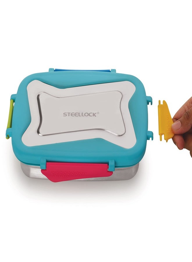 STEELLOCK Smart Stainless Steel Tiffin Lunch Box for Kids and Adults | Airtight & Leakproof | Rectangle Tiffin Box for School & Office with Steel Lid | Romeo 550ml - 2pc - Image 2