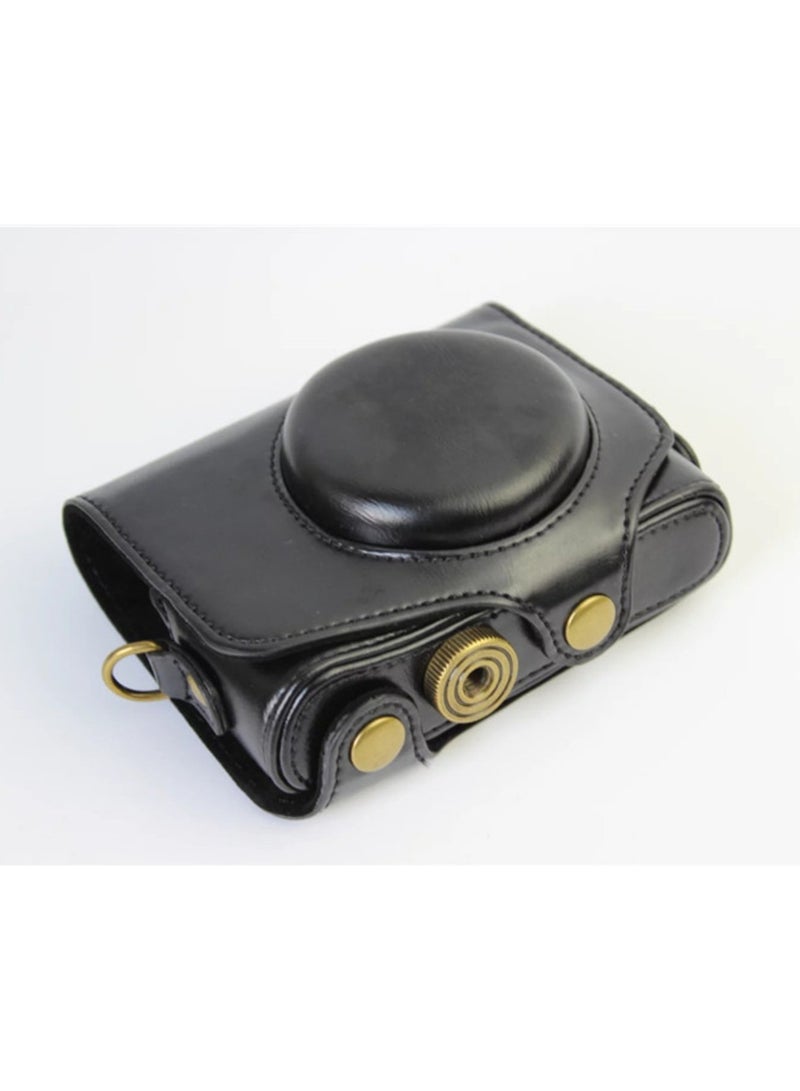 Beauenty Holster Camera Case for Canon PowerShot SX740 SX730 SX720 HS Full Body Camera PU Leather Case Bag with Strap (Black) - Image 2