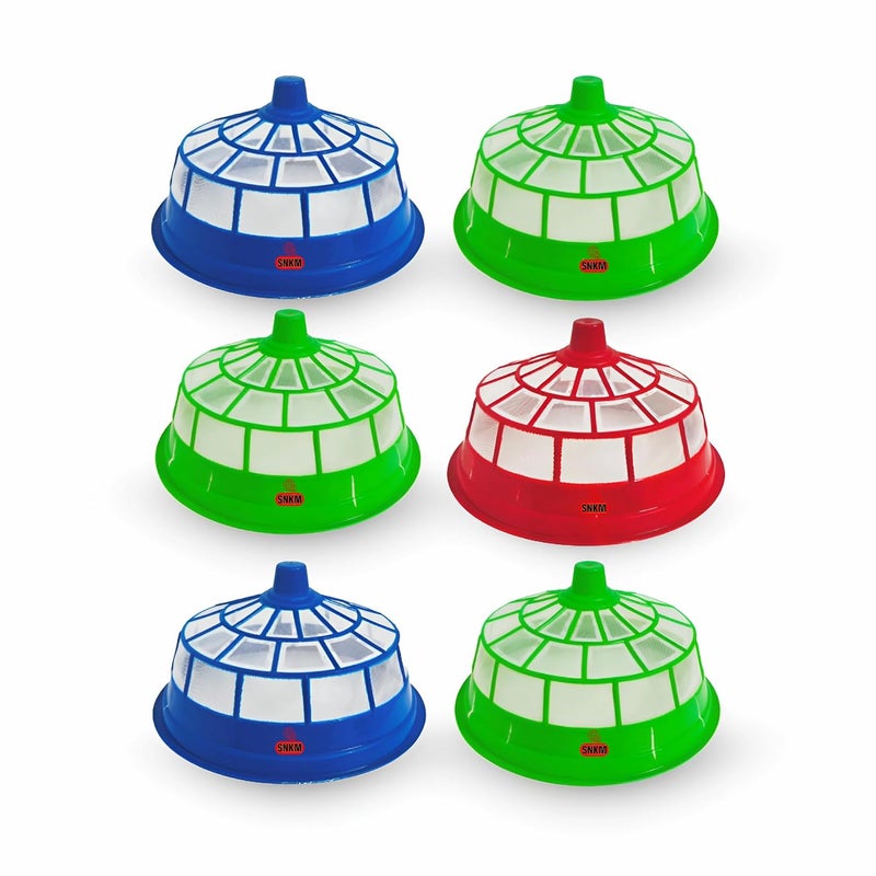 SNKM SNKM Food Cover Net Plastic Dome Big Size Round Net Kitchen Table Flies Mosquitoes Insect Proof Dining Tables Covers Fruits Vegetable Rice Cover Large 30cm12In Multicolor Combo Pack of 6  - Image 1