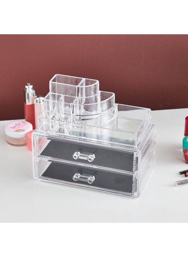 Home Box منظم مستحضرات التجميل كريستال مع 2 درج - Image 1
