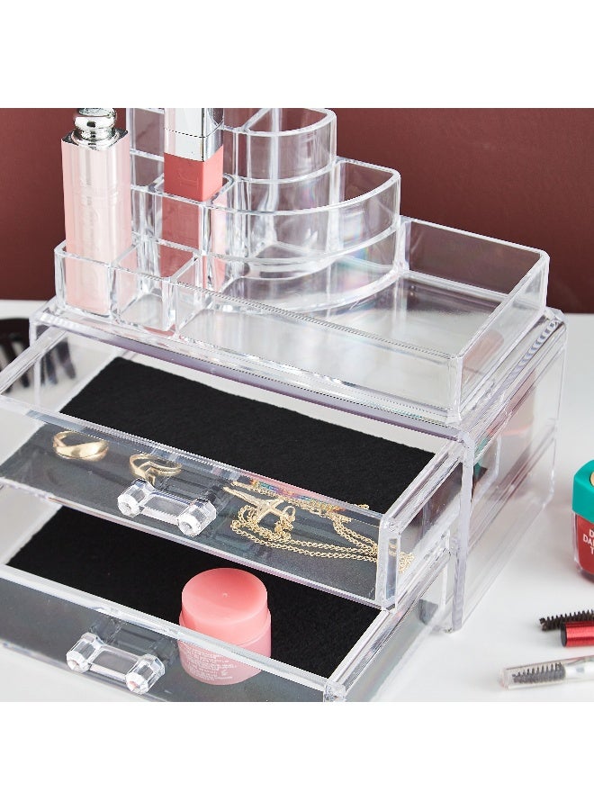 Home Box منظم مستحضرات التجميل كريستال مع 2 درج - Image 3