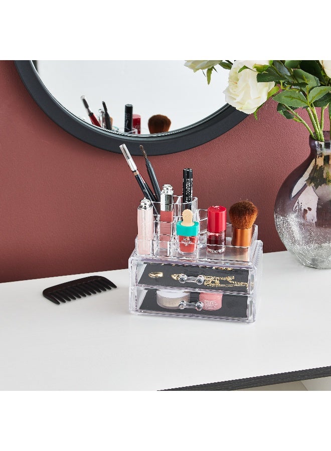 Home Box منظم مستحضرات التجميل كريستال مع 2 درج - Image 4