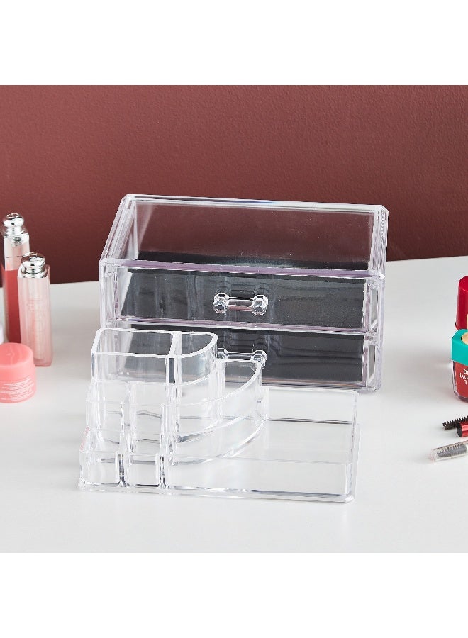 Home Box منظم مستحضرات التجميل كريستال مع 2 درج - Image 2