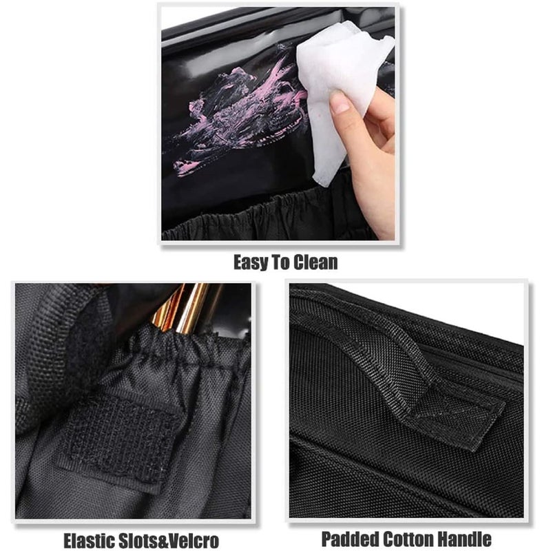 LAFILLETTE Travel Cosmetic Bags Professional Makeup Case Box Organizer with Adjustable Dividers Compartments for Makeup Brushes Toiletry Jewelry Digital Accessories 16 INCH 1 Layer Black - Image 4
