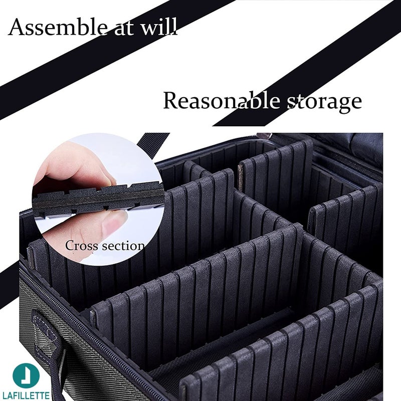LAFILLETTE Travel Cosmetic Bags Professional Makeup Case Box Organizer with Adjustable Dividers Compartments for Makeup Brushes Toiletry Jewelry Digital Accessories 16 INCH 1 Layer Black - Image 5