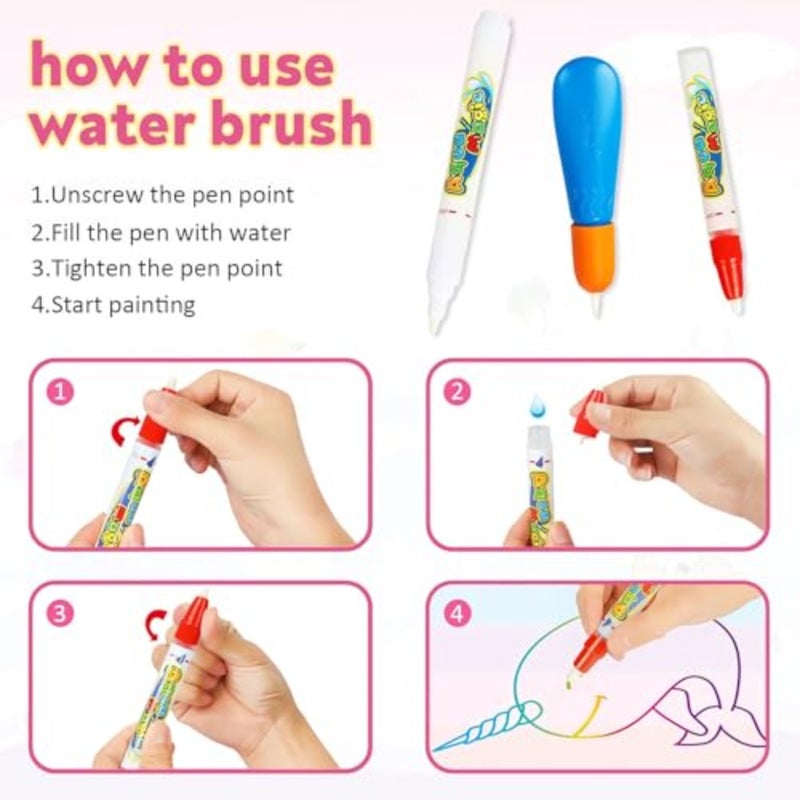 Water Doodle Mat Toys, 90 X 60 cm Large Water Painting Drawing Mat, Toddler Toys for Age 3 4 5 6 7 Year Old Girls Boys Birthday Gift, Mess Free Coloring Painting Learning - Image 2