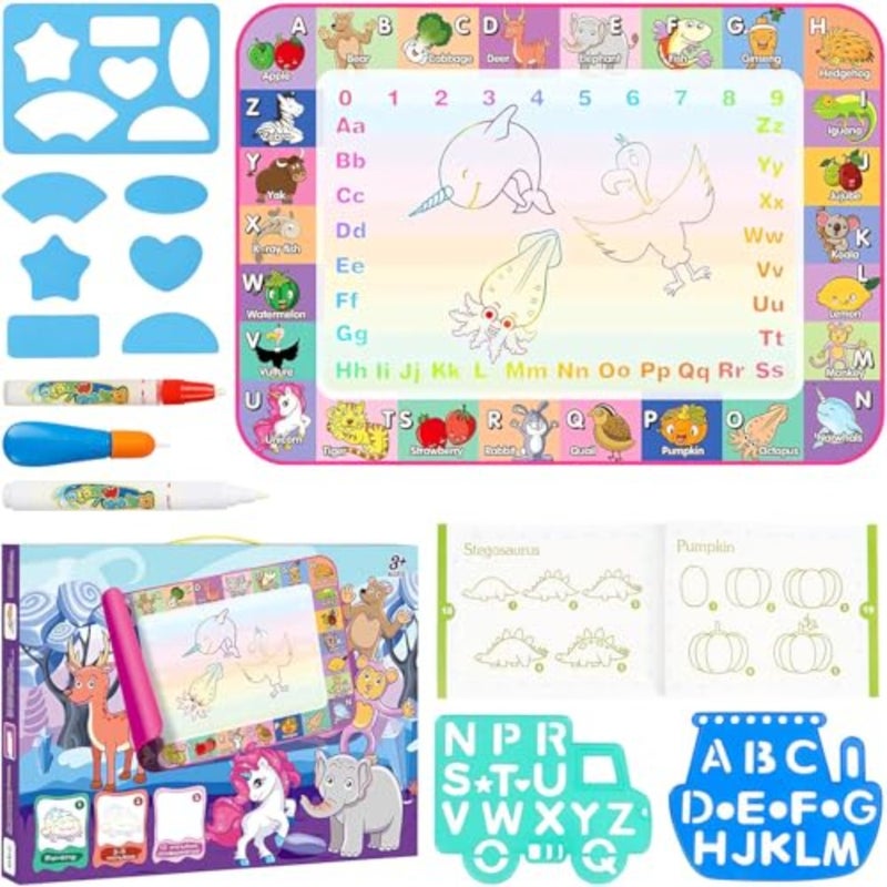 Water Doodle Mat Toys, 90 X 60 cm Large Water Painting Drawing Mat, Toddler Toys for Age 3 4 5 6 7 Year Old Girls Boys Birthday Gift, Mess Free Coloring Painting Learning - Image 5