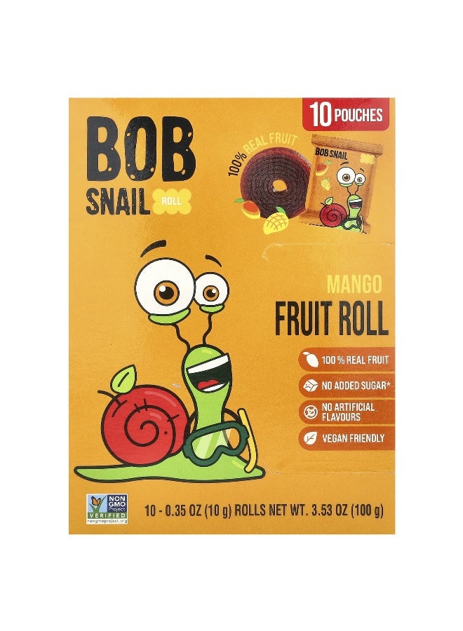 Bob Snail, Fruit Roll, Mango, 10 Pouches, 0.35 oz (10 g) Each - Image 1