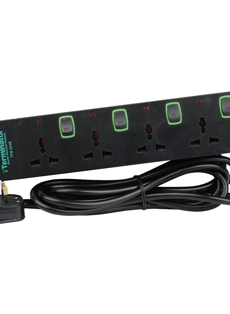 Terminator Terminator 5 way black 3 meter universal power extension socket - TPB 325B-3M  - Image 2