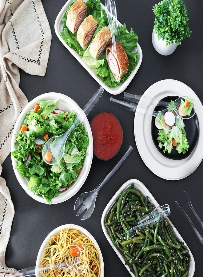 StarMar HD Disposable Serving Utensils Set (12), 10' Spoons, 6.5' Tongs, Clear - Image 5