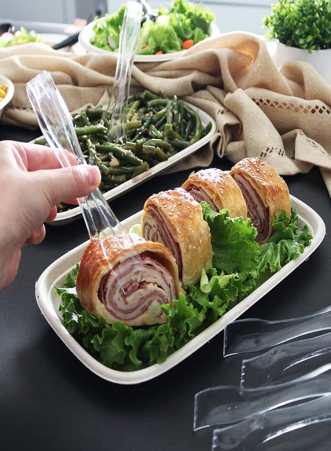 StarMar HD Disposable Serving Utensils Set (12), 10' Spoons, 6.5' Tongs, Clear - Image 4