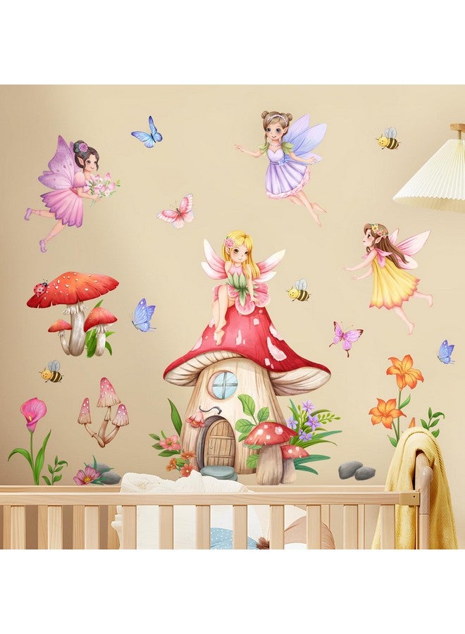 Supzone Mushroom House Fairy Wall Decals Elf Flowers Butterflies Wall Stickers Peel and Stick Vinyl Wall Art Decor for Girls Baby Nursery Bedroom Living Room - Image 5