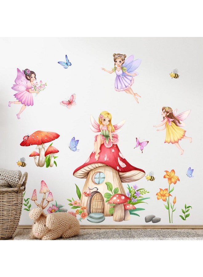 Supzone Mushroom House Fairy Wall Decals Elf Flowers Butterflies Wall Stickers Peel and Stick Vinyl Wall Art Decor for Girls Baby Nursery Bedroom Living Room - Image 1
