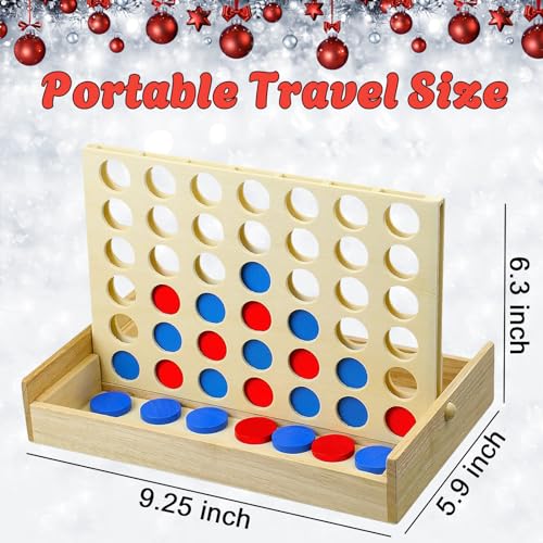 Arfun 4 in a Row Wooden Connect Board Game, Foldable Line up 4 Game, Classic Strategy Family Fun Toy, Wood Connect Game for Kids and Adults (Travel Size) - Image 5