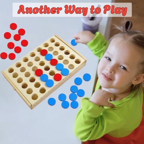 Arfun 4 in a Row Wooden Connect Board Game, Foldable Line up 4 Game, Classic Strategy Family Fun Toy, Wood Connect Game for Kids and Adults (Travel Size) - Image 4