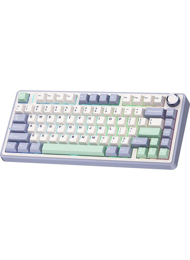 AULA - F75 Mechanical RGB TKL Gray Switch Wireless Macro Hot Swap Keyboard Pastel - Image 1