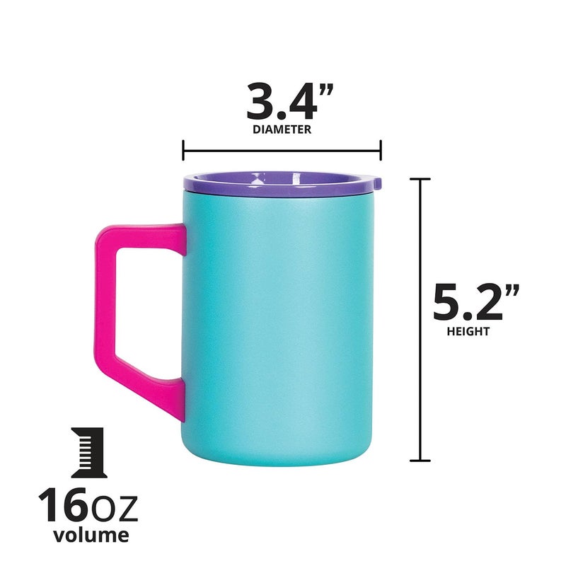 Elemental Insulated Coffee Mug - Triple-Wall Stainless Steel Summit Travel Cup for Hot and Cold Drinks - Thermal Coffee Mug with Lid and Handle for Camping  Office & Trave 16oz - Blue Tie Dye - Image 2