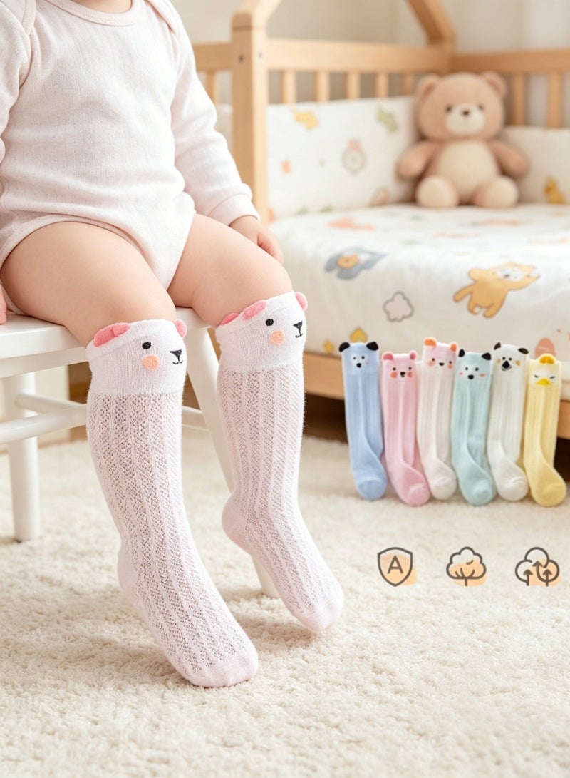 DOOKOO Toddler Newborn Knee High Bowknot Knit Mesh Stockings Baby Girls Princess Lace Socks - Image 1
