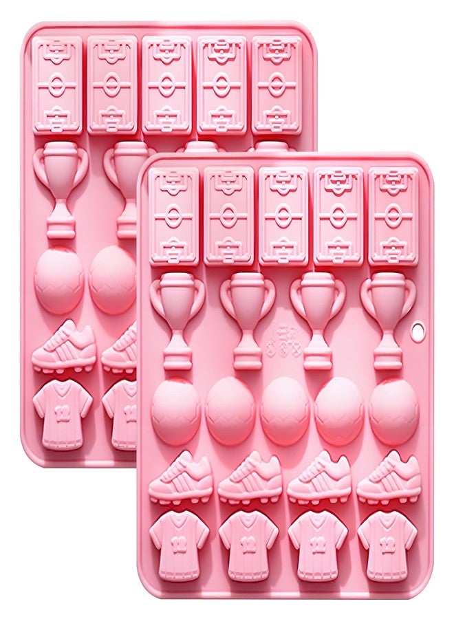 Fchil Sports Theme Silicone Mold, Trophy Soccer Ball Jersey Cleats Design, Pink Candy Chocolate Ice Cube Tray - Image 1