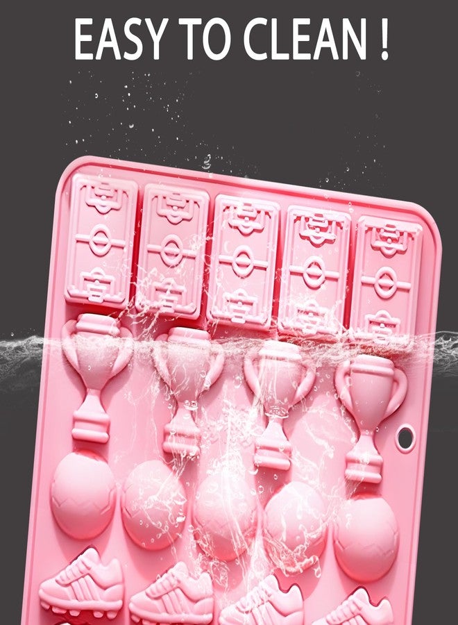 Fchil Sports Theme Silicone Mold, Trophy Soccer Ball Jersey Cleats Design, Pink Candy Chocolate Ice Cube Tray - Image 3