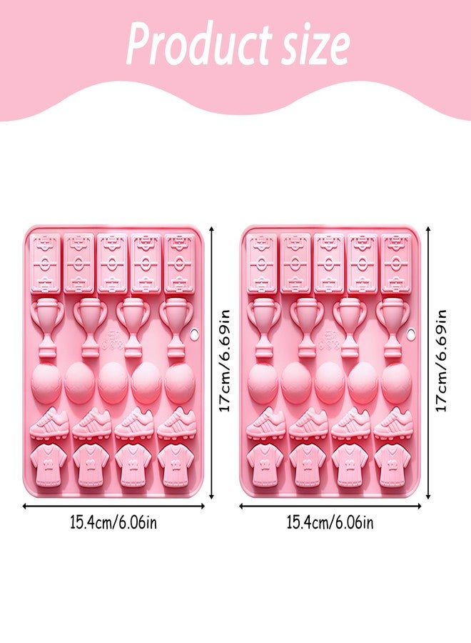 Fchil Sports Theme Silicone Mold, Trophy Soccer Ball Jersey Cleats Design, Pink Candy Chocolate Ice Cube Tray - Image 2