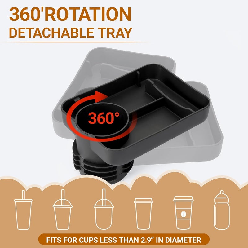 Elfzone Car Seat Cup Tray  Silicone Travel Tray for Car Seat with Expandable Base for Fruit Toys Books Fits Most Cup Holders - Image 3