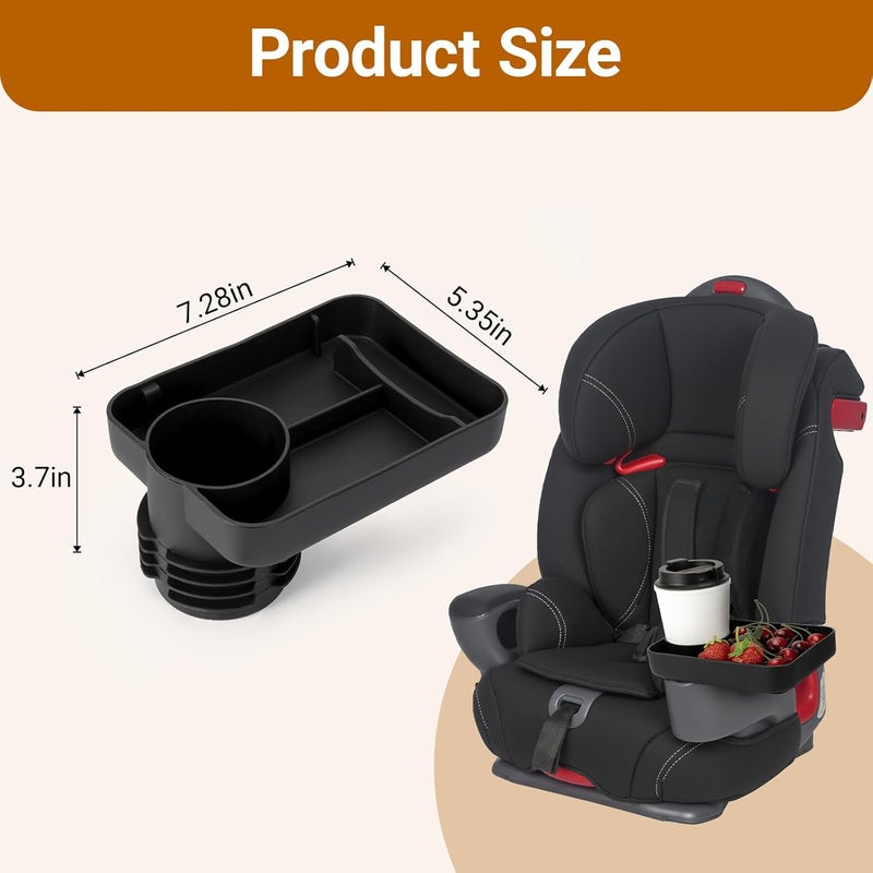 Elfzone Car Seat Cup Tray  Silicone Travel Tray for Car Seat with Expandable Base for Fruit Toys Books Fits Most Cup Holders - Image 2