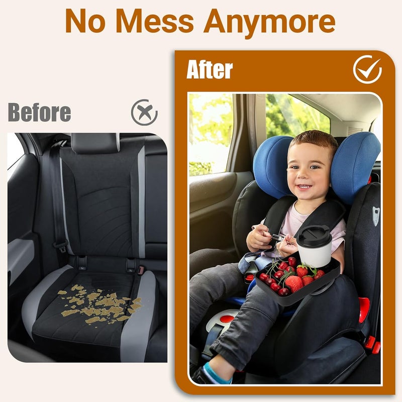 Elfzone Car Seat Cup Tray  Silicone Travel Tray for Car Seat with Expandable Base for Fruit Toys Books Fits Most Cup Holders - Image 4