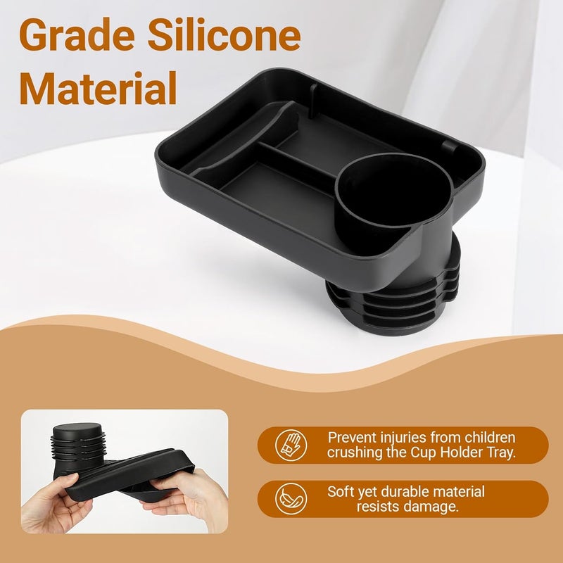 Elfzone Car Seat Cup Tray  Silicone Travel Tray for Car Seat with Expandable Base for Fruit Toys Books Fits Most Cup Holders - Image 5