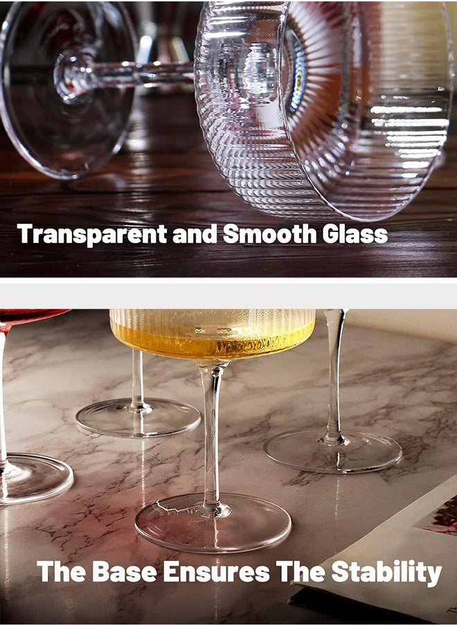Garlo Ribbed Coupe Glasses, 6 Pcs 10 oz Vintage Cocktail Coupe Glasses Set, Unique Martini Glass, Classic Cocktail Galssware, Bar Drinking Glasses Set Pefect for Cocktail, Wine, Champagne & Gift  - Image 2