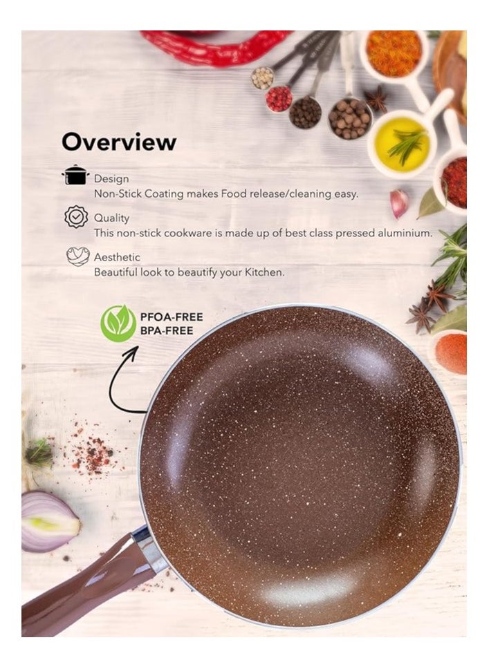 Grandi 9 Piece Non-Stick Cookware Set Aluminum Pots And Pans Non-Stick Surface Bakelite Handle Stainless Steel Lids PFOA Free Brown and beige 24+20+24+18 cm  - Image 4